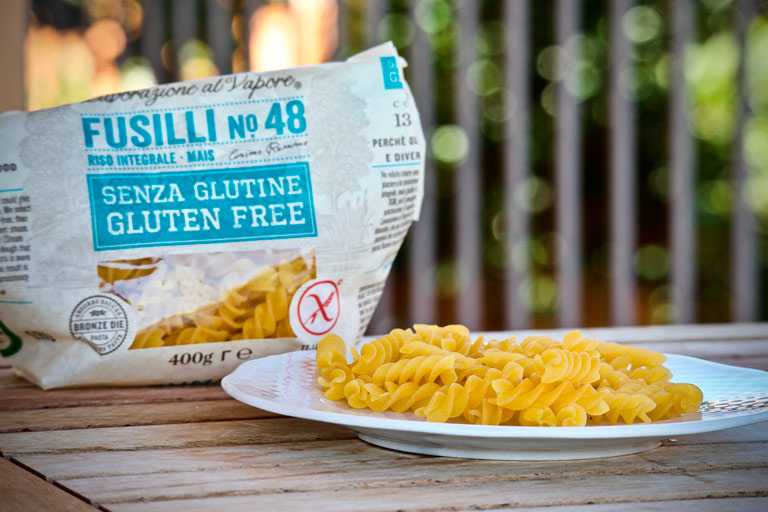 etiqueta producto paquete pasta ingredientes sin gluten